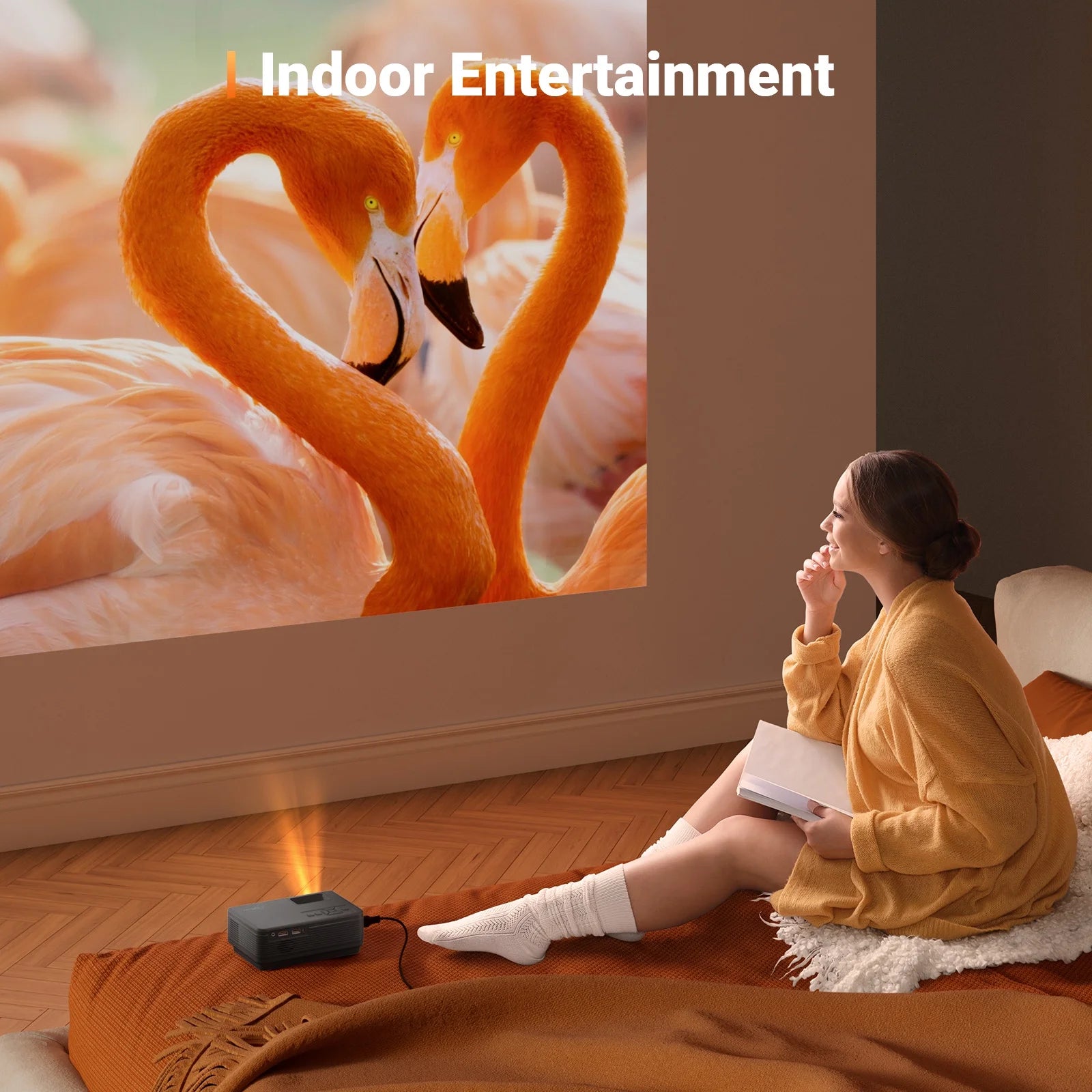 Mini Projector 1080P Portable Projector, Compatible with Ios/Android/ Windows/Tv/Hdmi/Usb Black 1PC