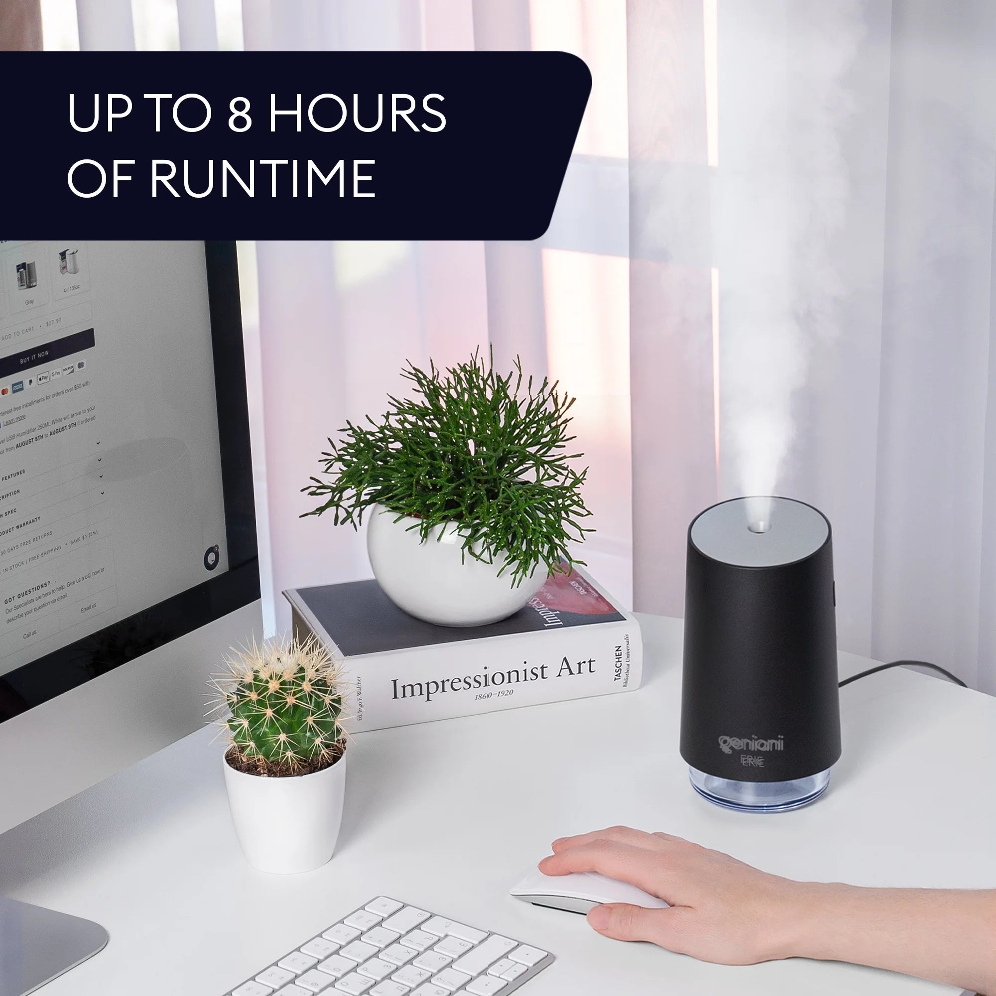 Mini Cool Mist Humidifier for Bedroom, Small Car Humidifier 250Ml Black