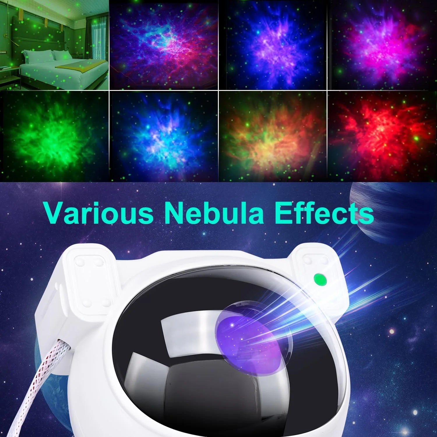 Star Projector with Bluetooth Speaker and Remote, Northern Lights Aurora Projector with Moon and Star