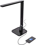 LED Desk Office Lamp, Exclusive: 27 Eye-Caring Recessed Leds, 5-Level Brightness, 4-Lighting Modes, USB Charging Port, 14W, Touch Control Panel, Dimmer, 1-Hour Auto Timer, 5V/1A, (Black)